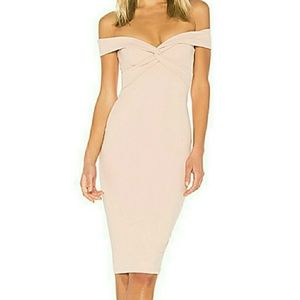 Nookie Dolly off the shoulder midi dress pink